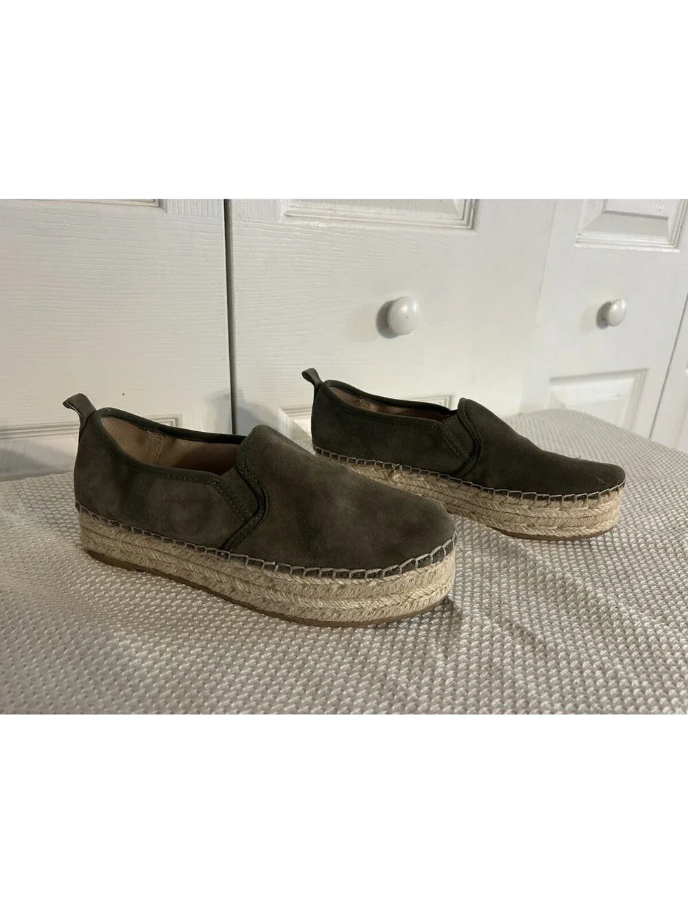 Sam Edelman Suede Espadrilles Olive Green Size 6 M Excellent Condition No Box